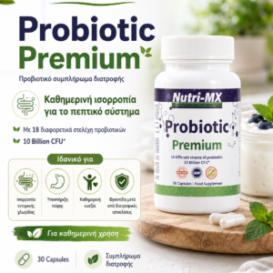 NUTRI-MX Probiotic Premium Formula 30 κάψουλες (18 Προβιοτικά+10 δισ CFU)